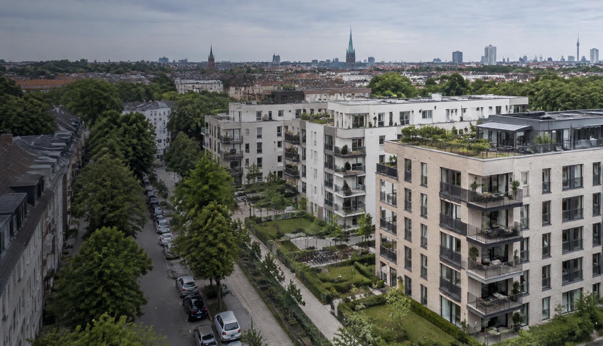 Wohnimmobilien in einem deutschen Stadtquartier